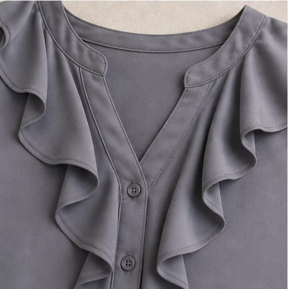 Gray Button Blouse - Picture 4 of 6